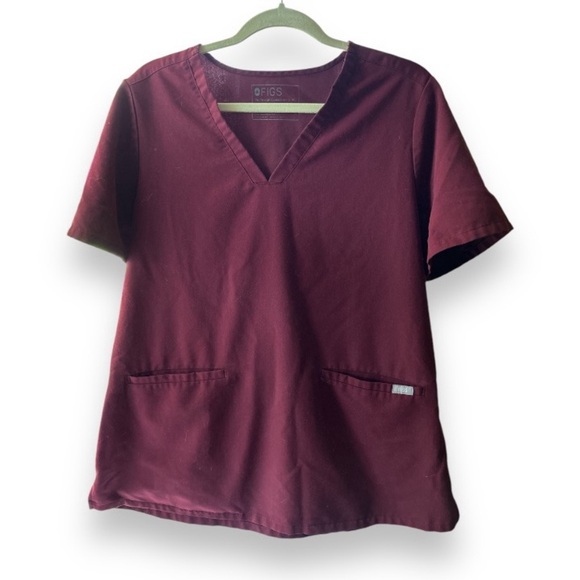 Figs Casma Three-Pocket Scrub Top- Burgundy - Picture 3 of 4